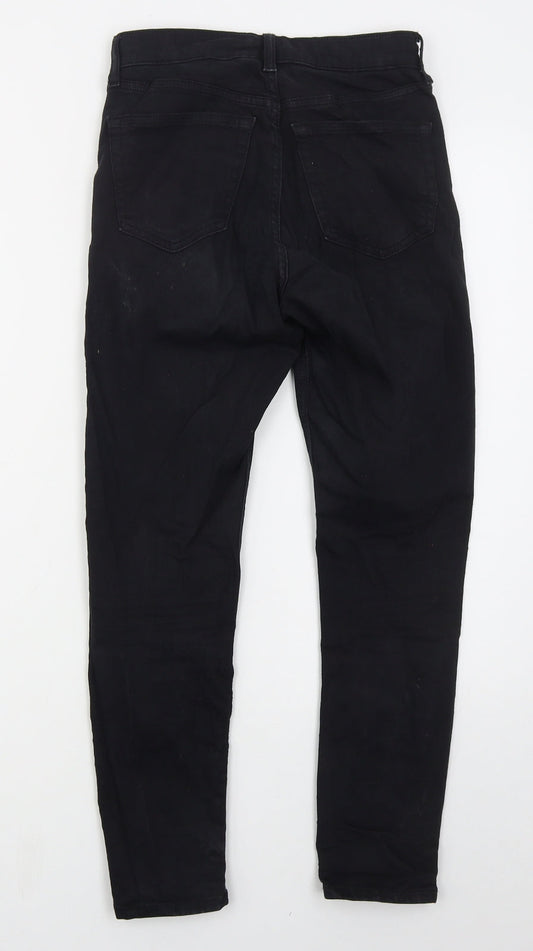 Topshop Womens Black  Cotton Skinny Jeans Size 26 in L26 in Regular Button