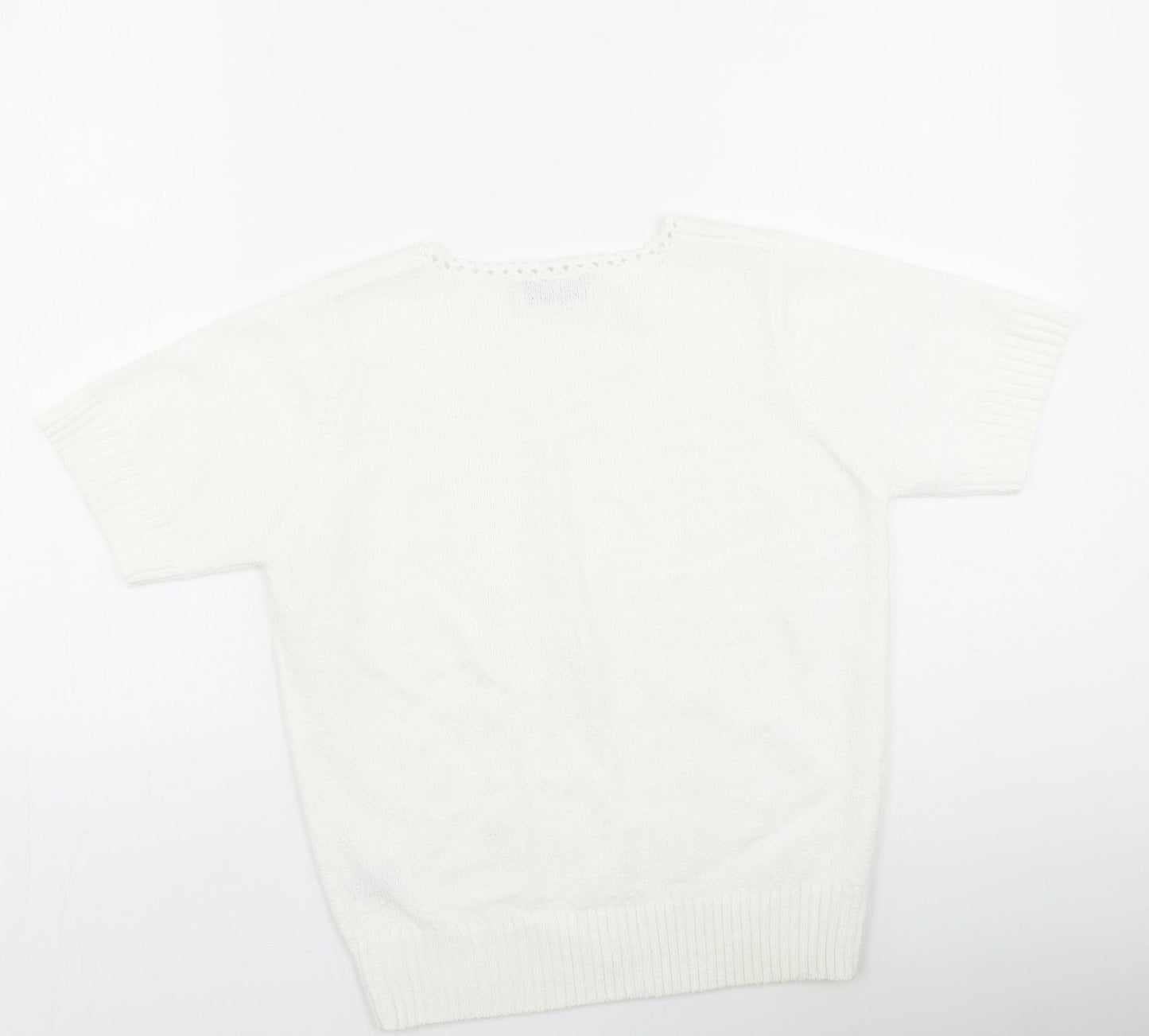 Preworn Womens Ivory Round Neck  Acrylic Pullover Jumper Size S