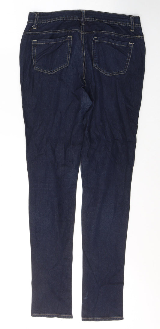 Denim & Co. Womens Blue  Cotton Skinny Jeans Size 12 L33 in Regular Button