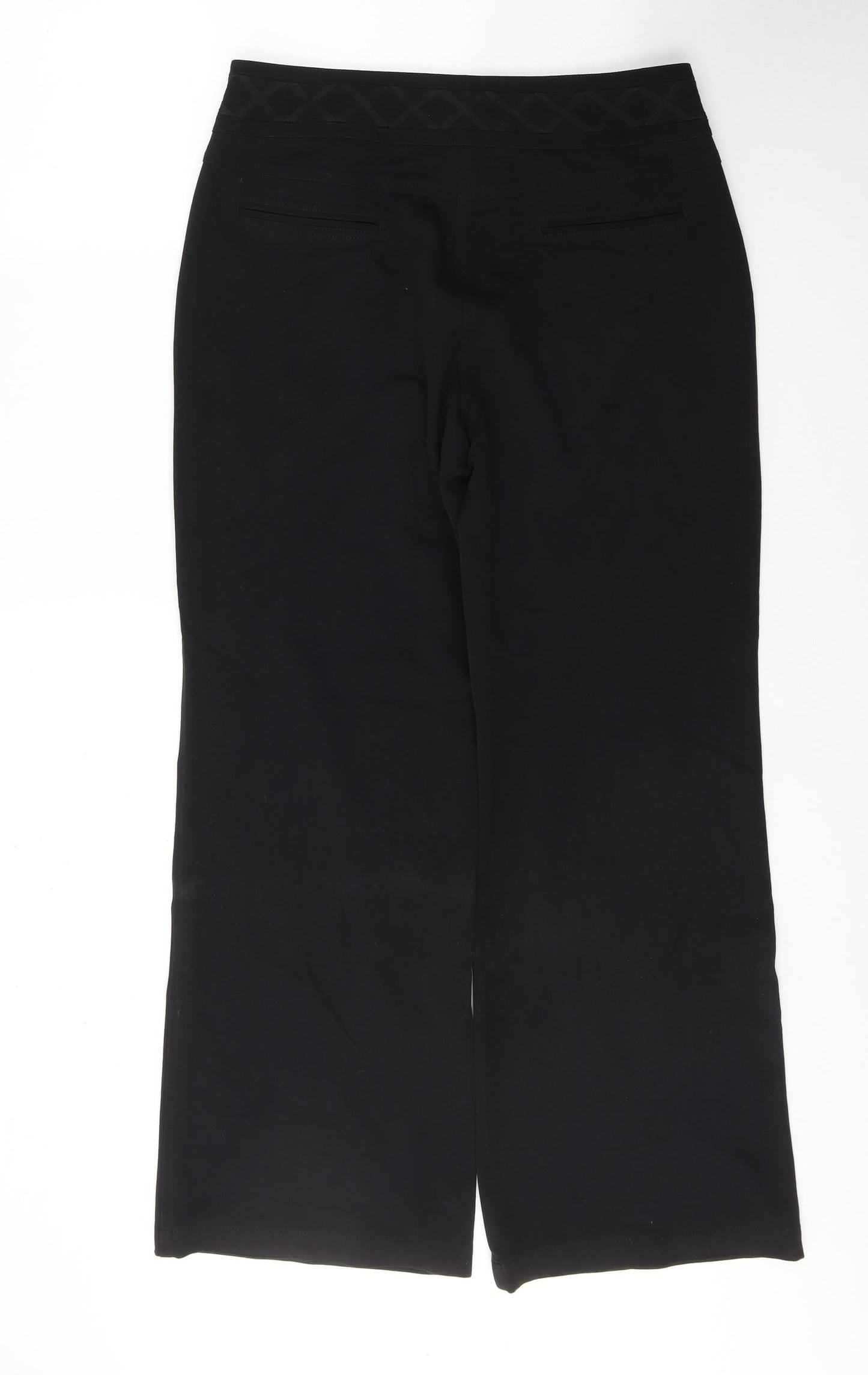 Per Una Womens Black  Cotton Trousers  Size 12 L30 in Regular Button