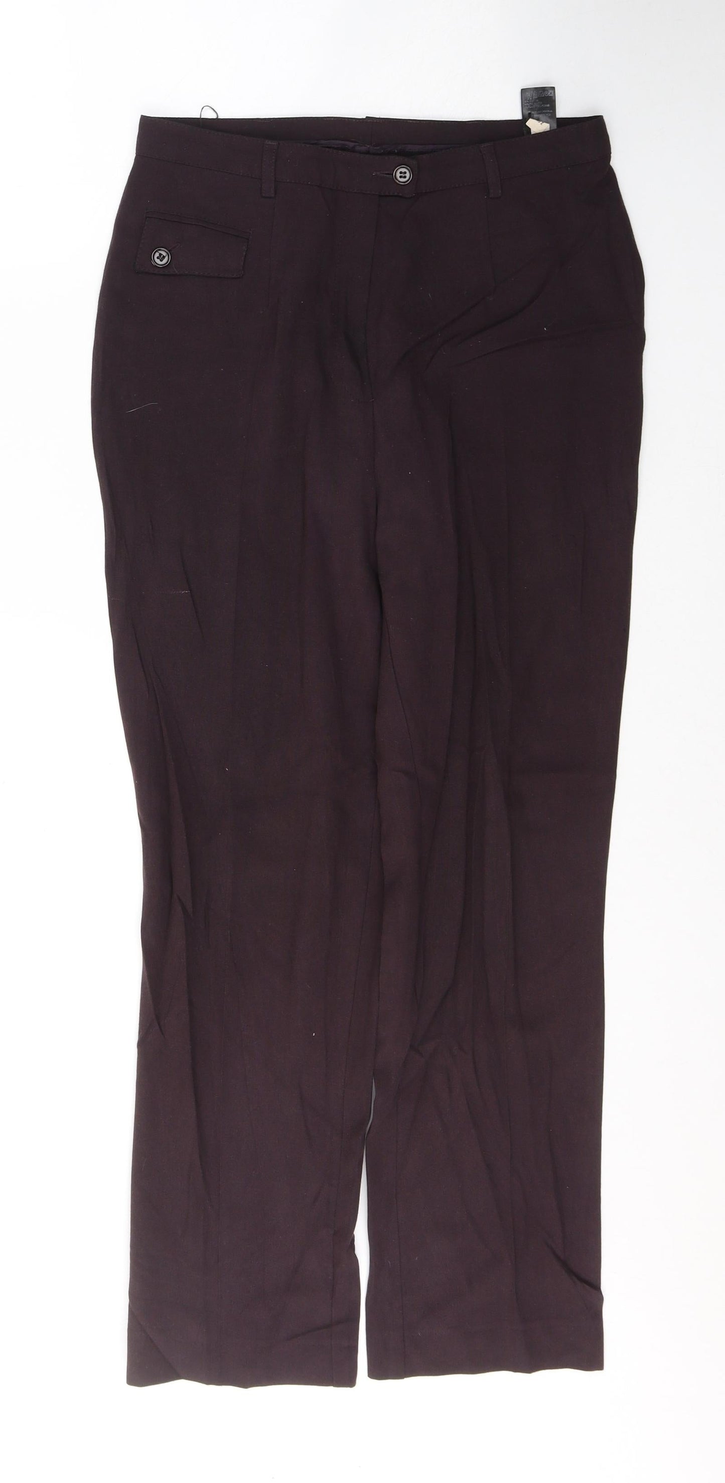 Marks and Spencer Womens Purple  Polyester Trousers  Size 12 L27 in Regular Button