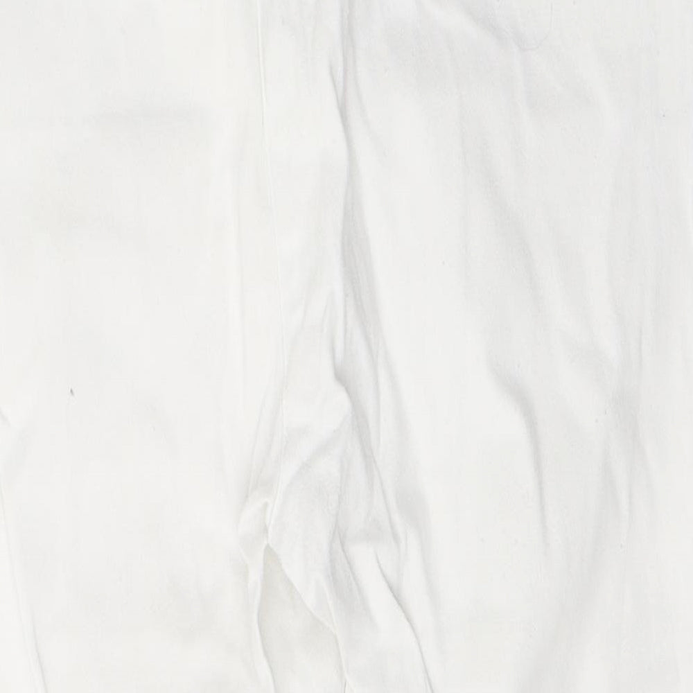Casual Womens White  Cotton Cropped Jeans Size 34 in L21 in Regular Button