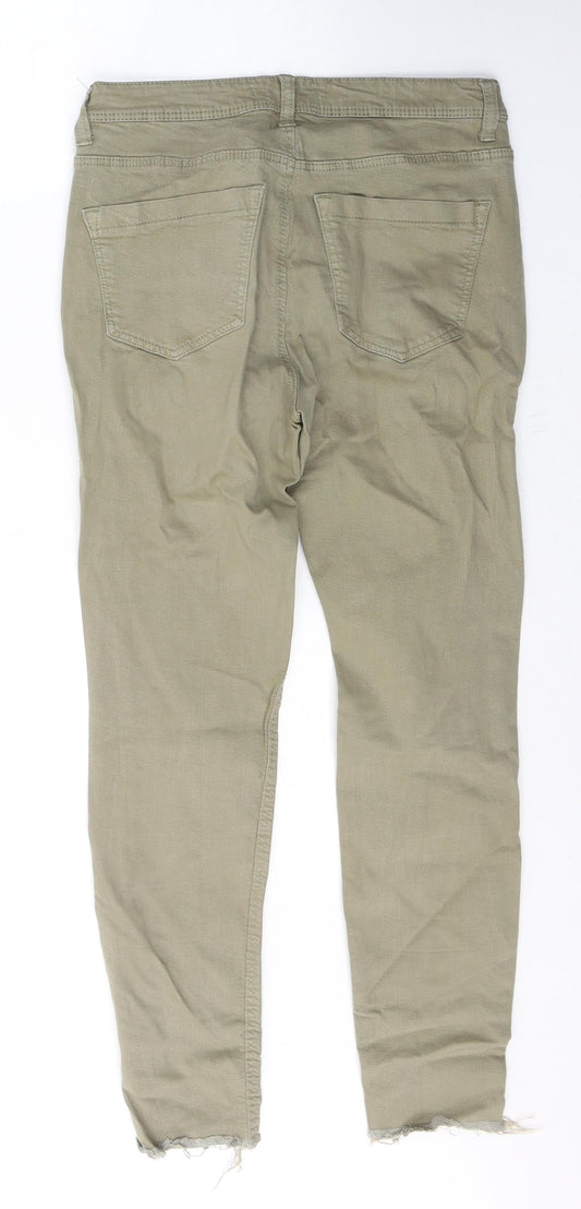 Denim & Co. Womens Green  Cotton Cropped Jeans Size 10 L26 in Regular Button