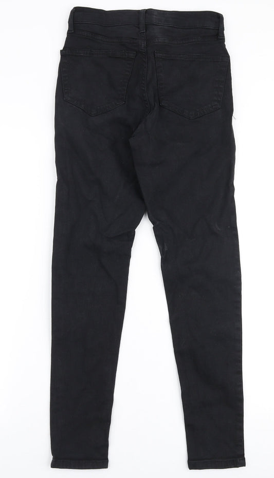 Topshop Womens Black  Elastane Skinny Jeans Size 25 in L32 in Slim Zip
