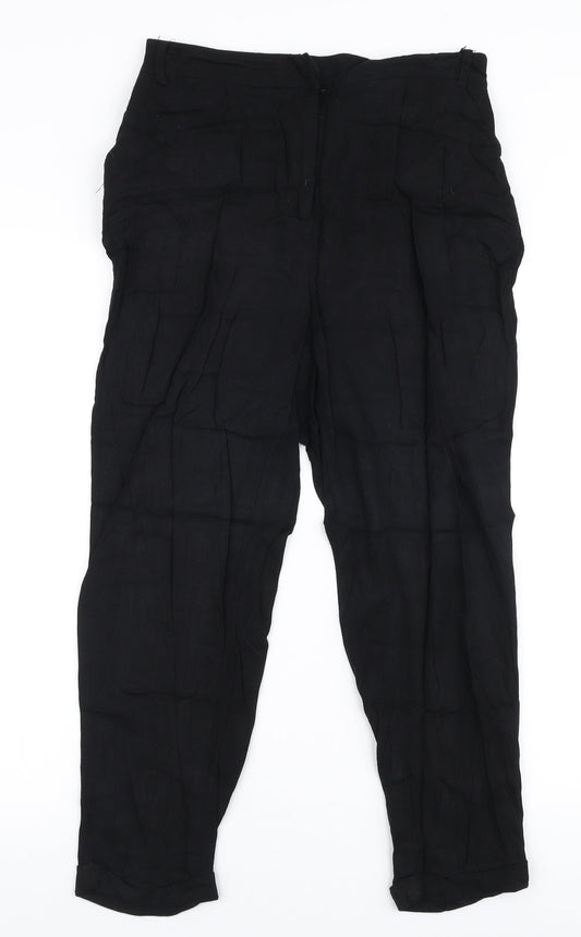 Oasis Womens Black  Viscose Trousers  Size 10 L23 in Regular Zip