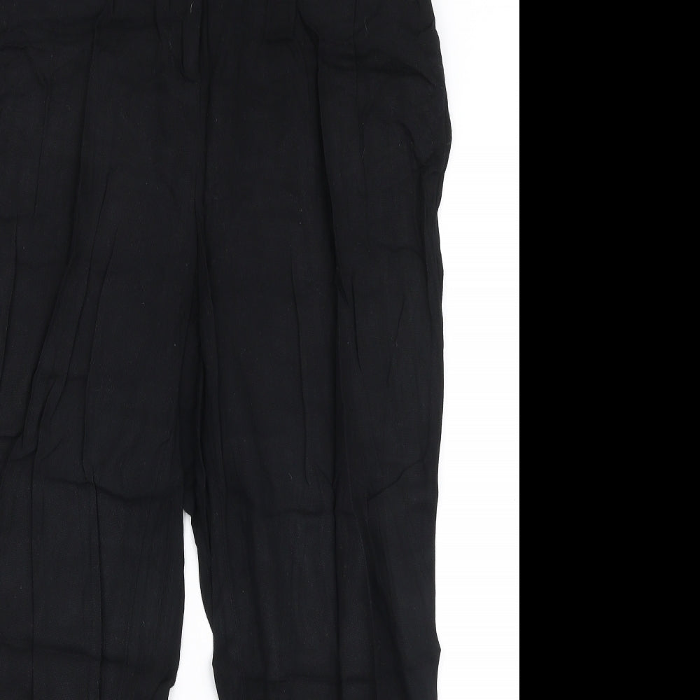 Oasis Womens Black  Viscose Trousers  Size 10 L23 in Regular Zip