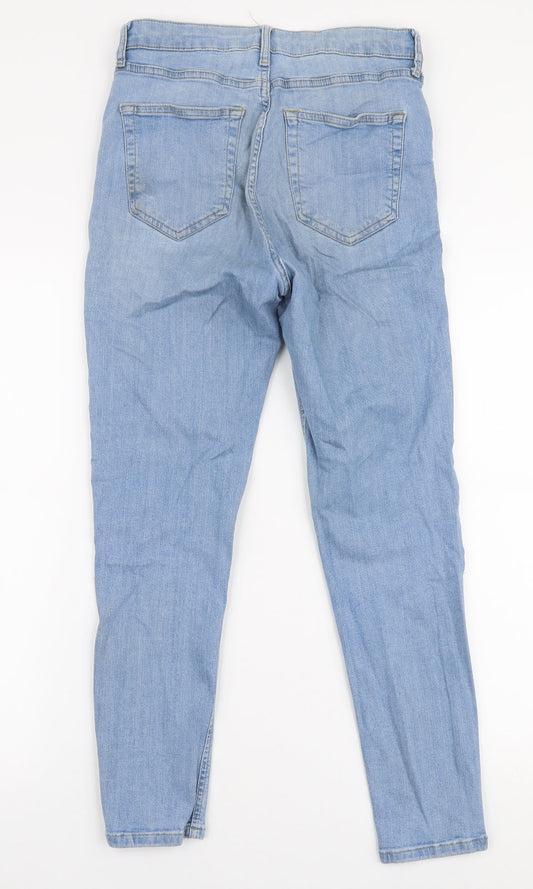 Topshop Womens Blue  Cotton Skinny Jeans Size 30 in L30 in Slim Zip