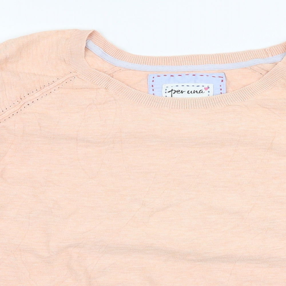 Marks and Spencer Womens Pink Round Neck  Cotton Pullover Jumper Size 14