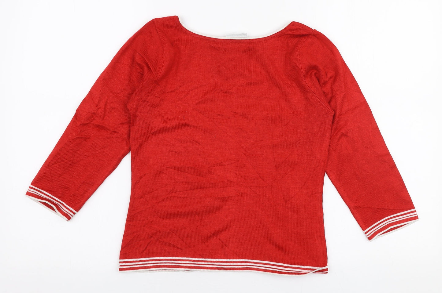 New Look Womens Red Boat Neck  Acrylic Pullover Jumper Size 10