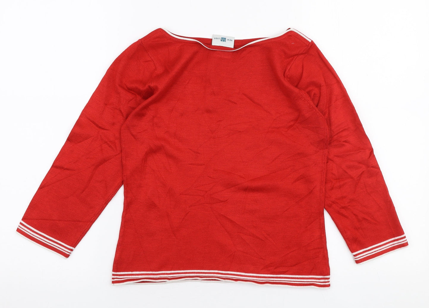 New Look Womens Red Boat Neck  Acrylic Pullover Jumper Size 10