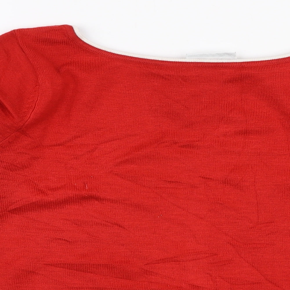 New Look Womens Red Boat Neck  Acrylic Pullover Jumper Size 10