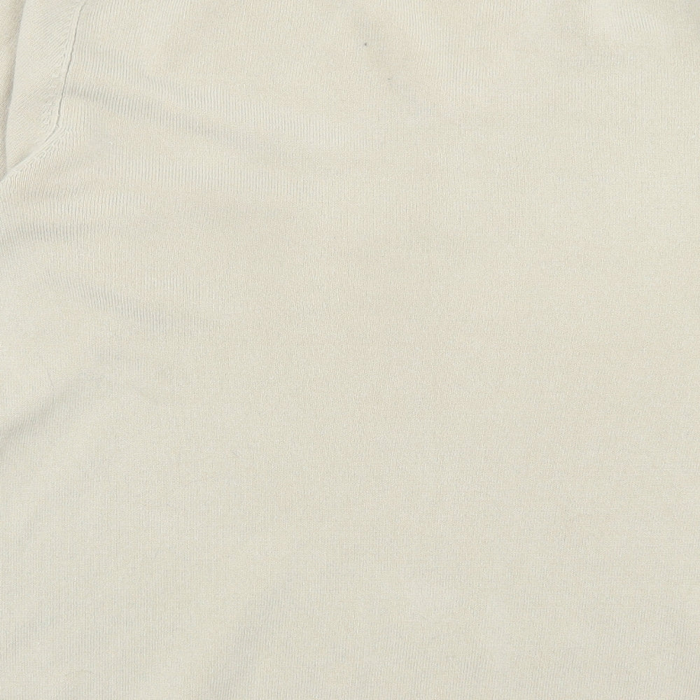 George Mens Beige V-Neck  Acrylic Pullover Jumper Size S