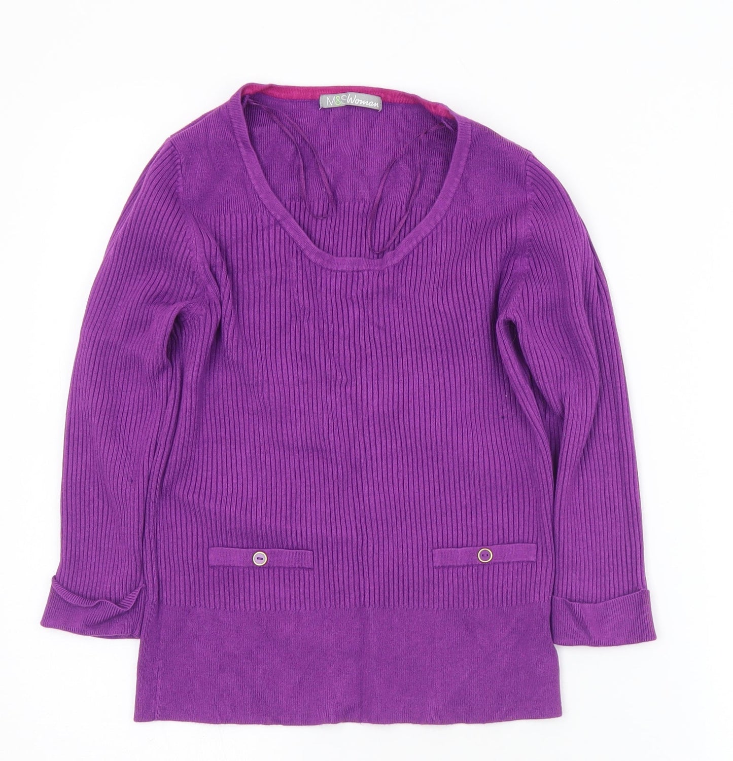 Marks and Spencer Womens Purple Scoop Neck  Viscose Pullover Jumper Size 14