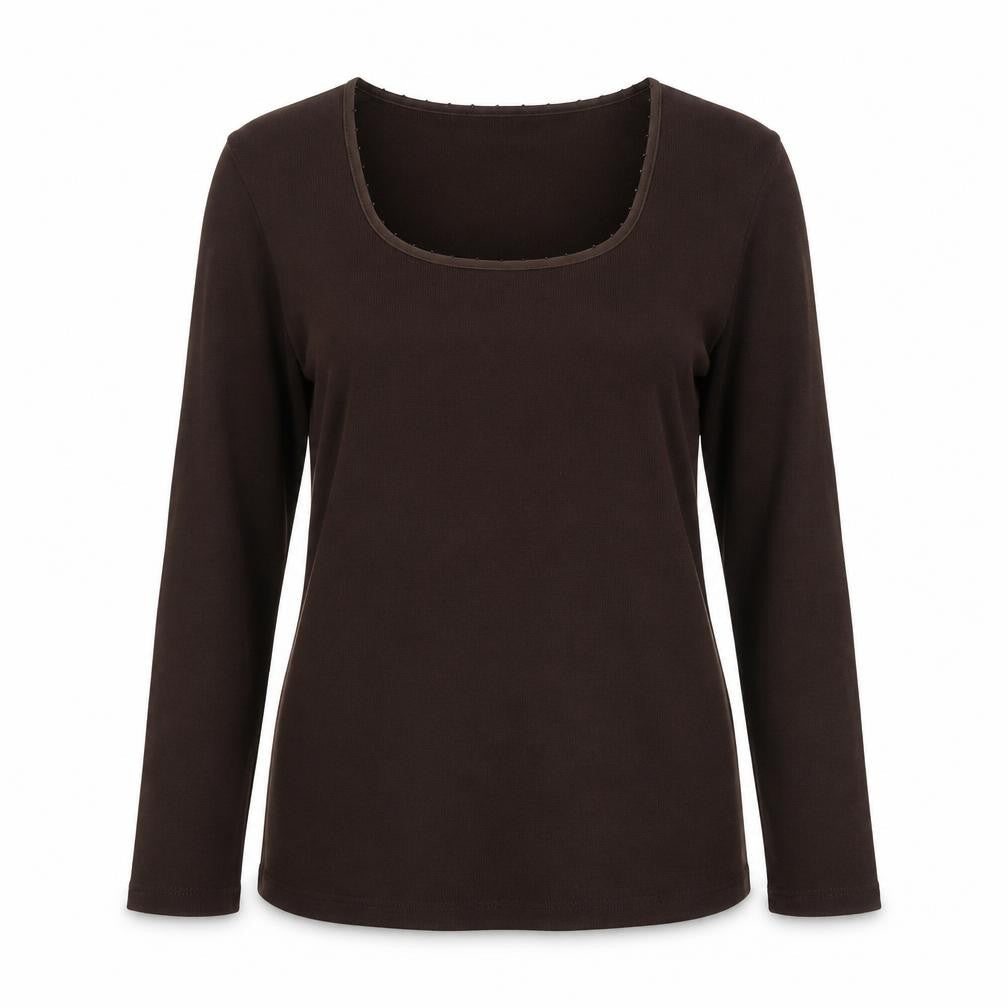 IZ Womens Brown Square Neck  Polyester Pullover Jumper Size S