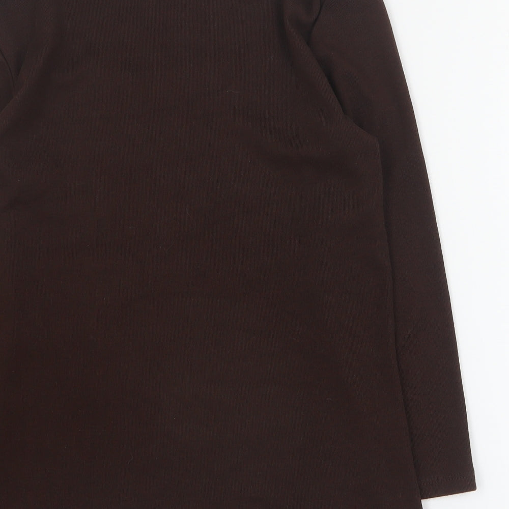 IZ Womens Brown Square Neck  Polyester Pullover Jumper Size S