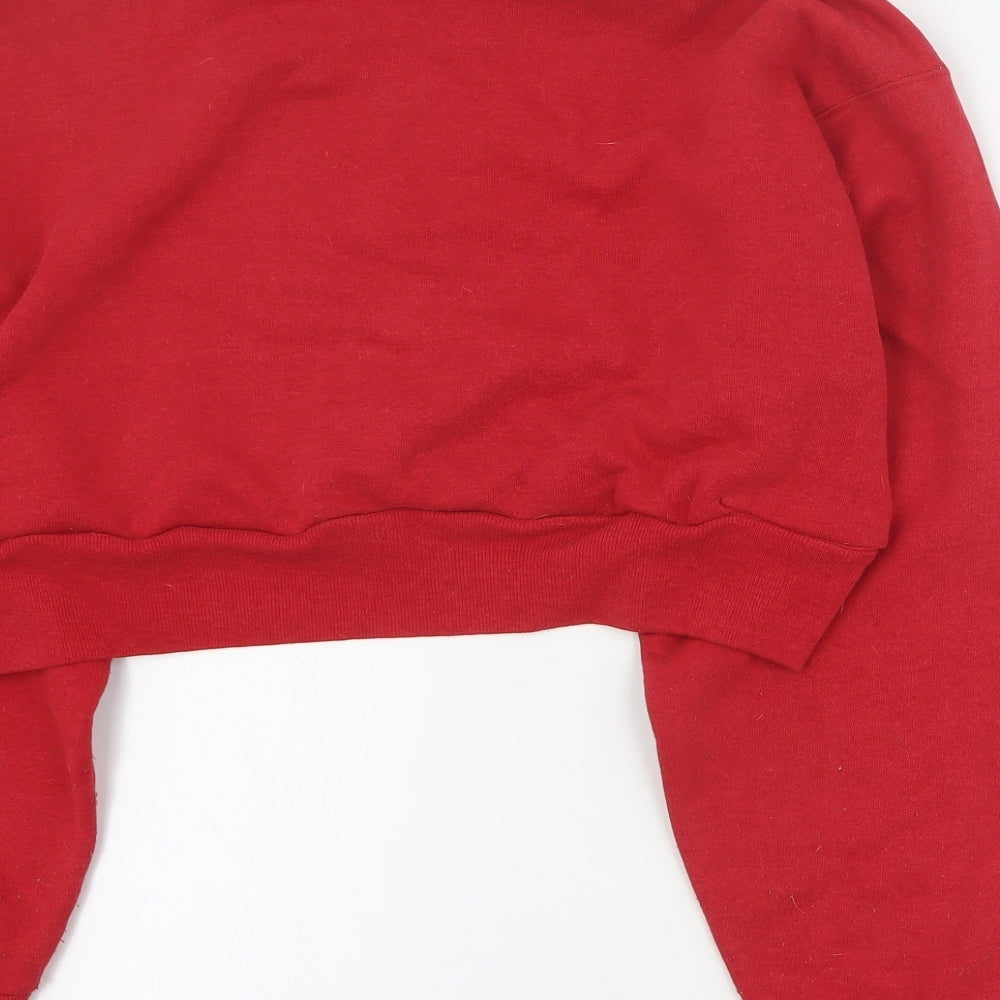 Americas Finest Womens Red  Polyester Pullover Sweatshirt Size L  Pullover - Cropped