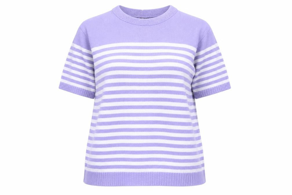 Classics Womens Purple Scoop Neck Striped Acrylic Pullover Jumper Size L
