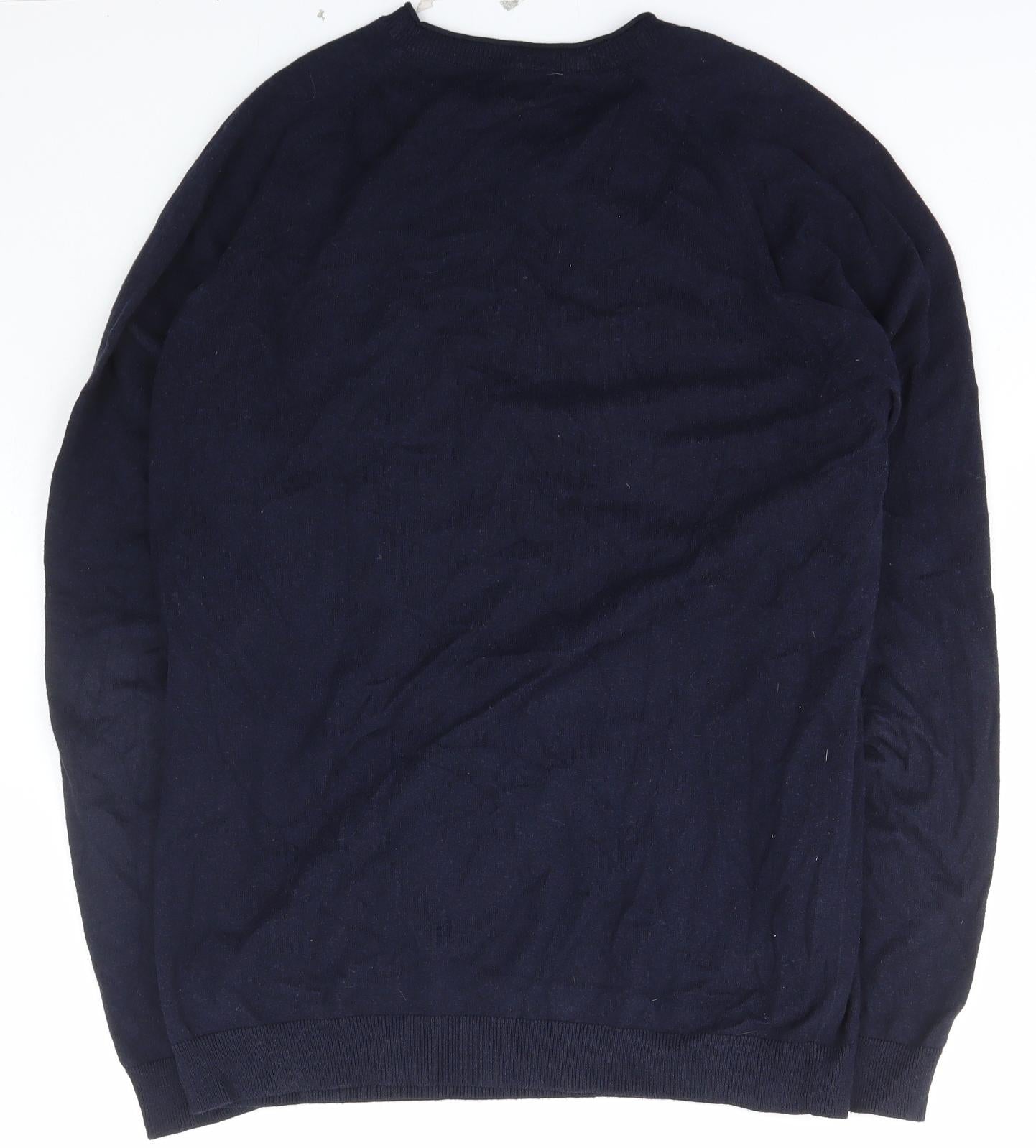 NEXT Mens Blue Square Neck  Cotton Pullover Jumper Size M