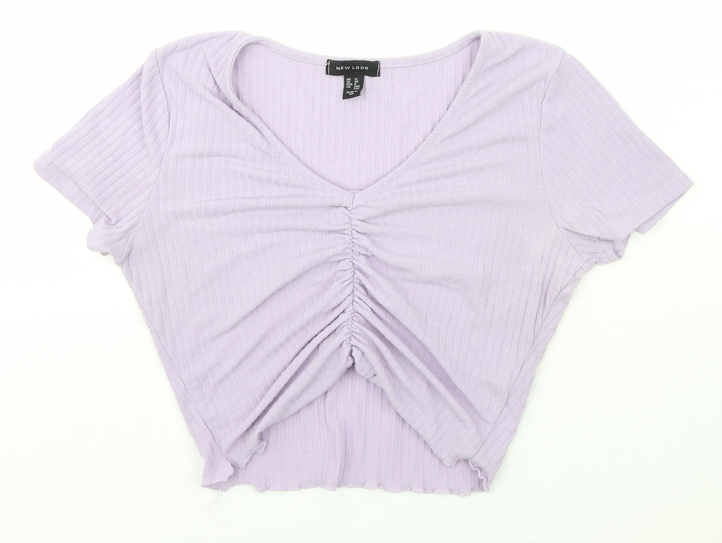 New Look Womens Purple V-Neck  Polyester Pullover Jumper Size 12