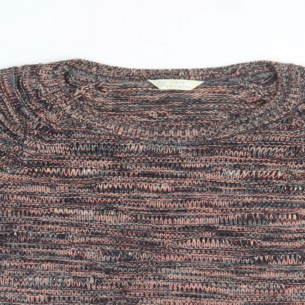 BHS Womens Multicoloured Round Neck  Acrylic Pullover Jumper Size 16