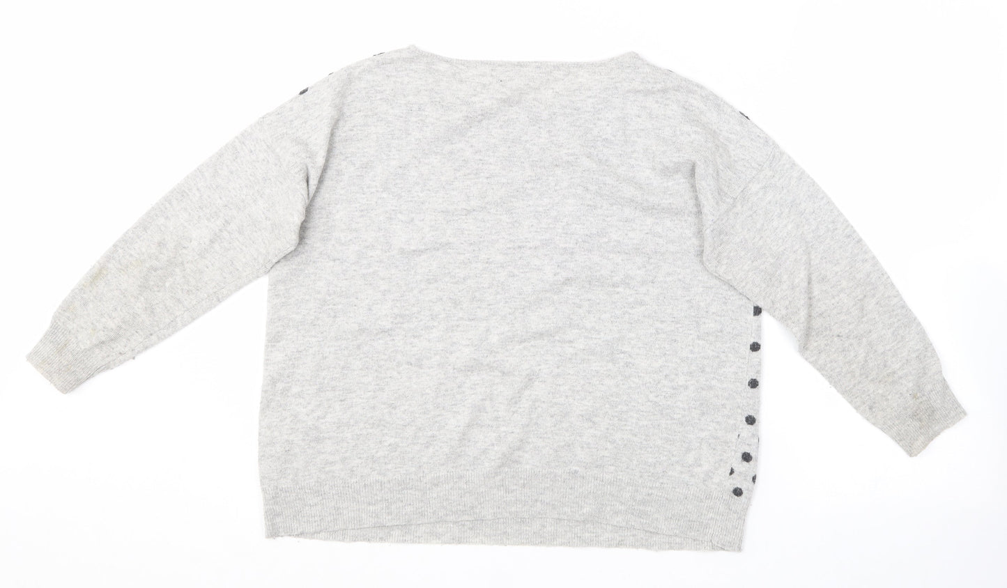 Mini velvet Womens Grey Round Neck Polka Dot Acrylic Pullover Jumper Size 12