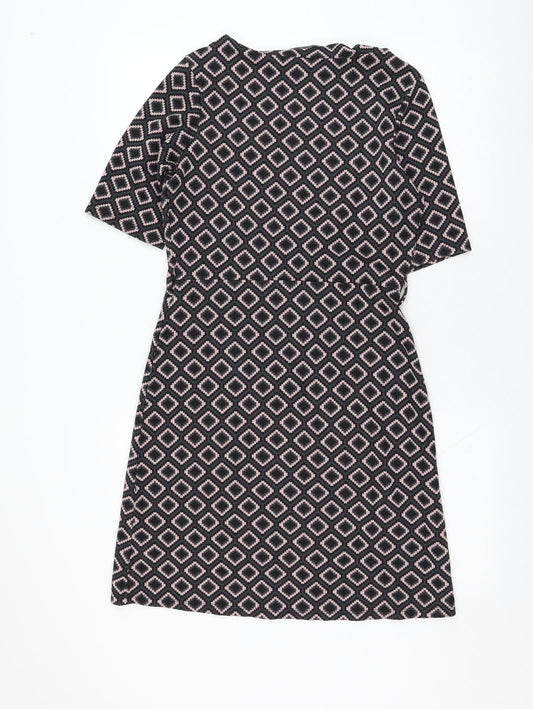 NEXT Womens Blue Geometric Polyester Shift  Size 8  Round Neck Pullover