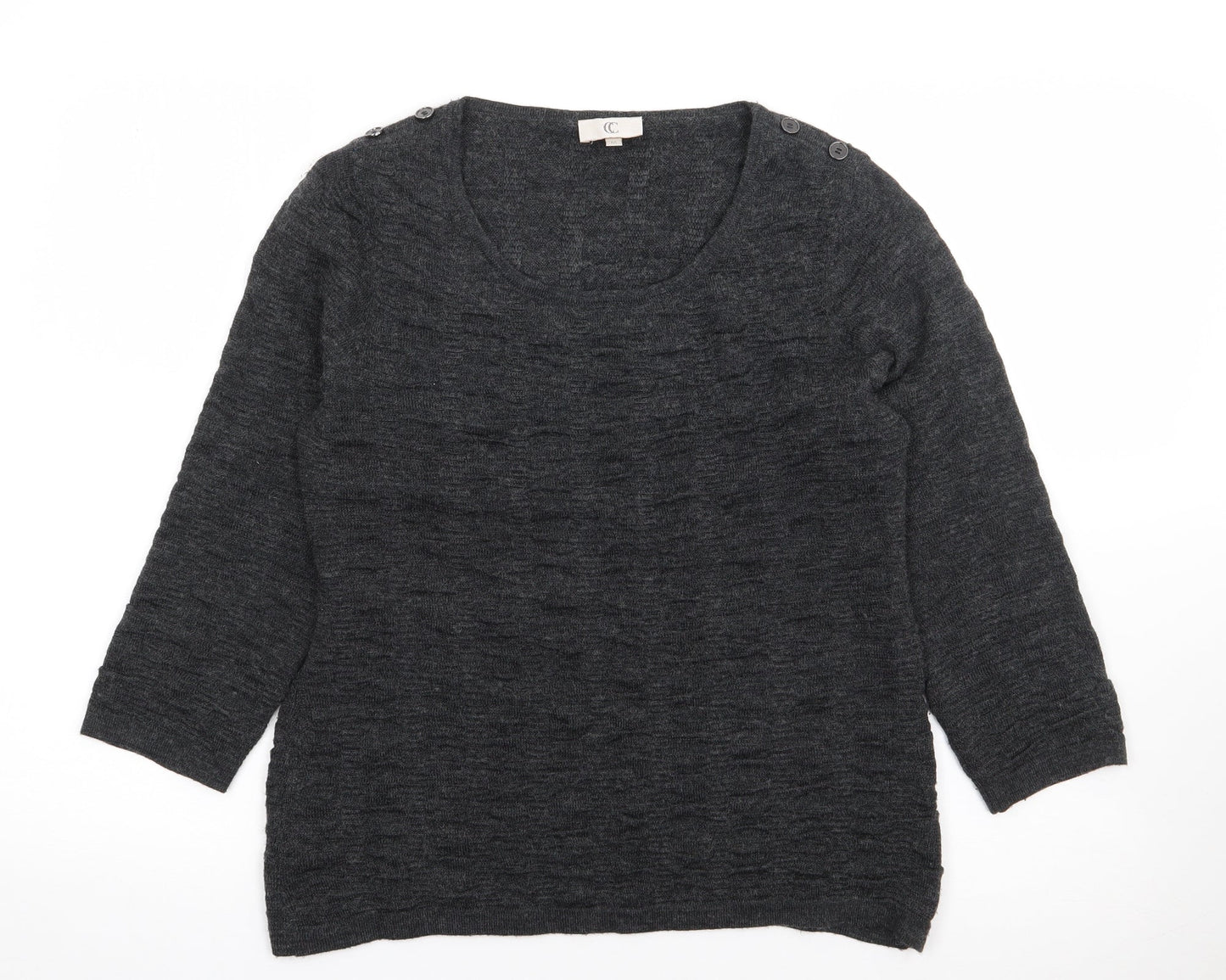 CC Womens Grey Round Neck  Acrylic Pullover Jumper Size M