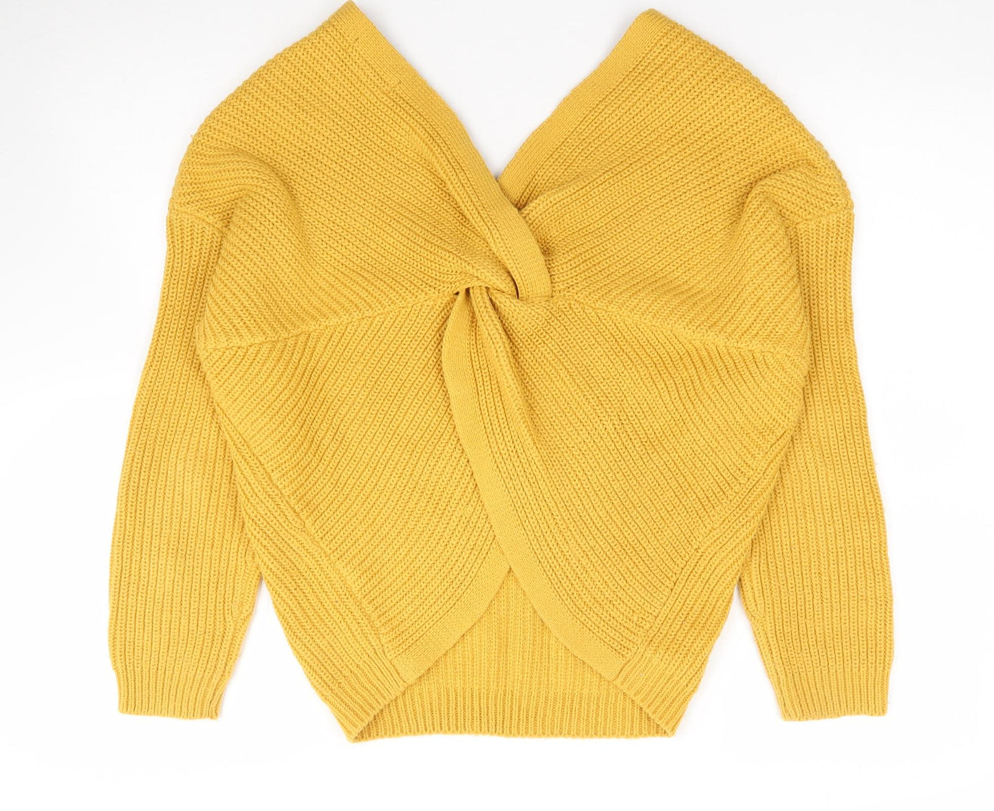 New Look Womens Yellow V-Neck  Acrylic Pullover Jumper Size S