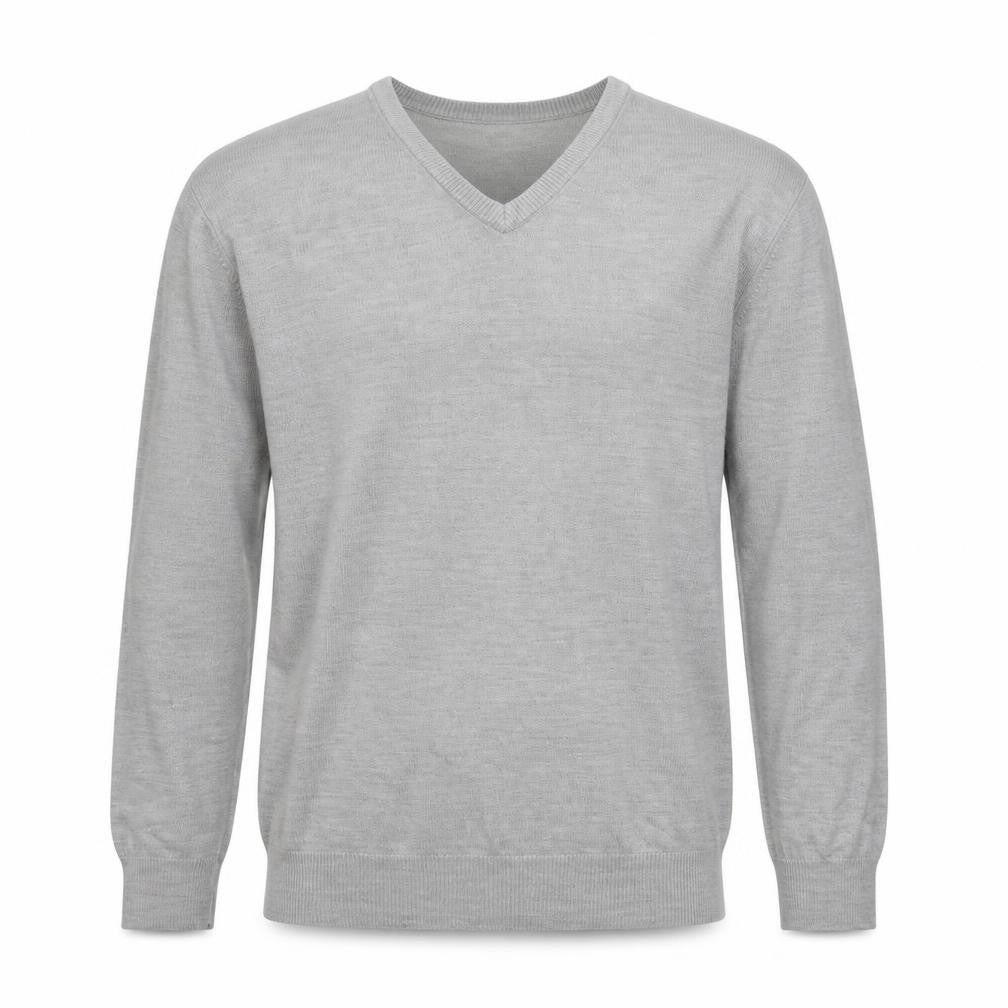 Greenwoods Mens Grey V-Neck  Acrylic Pullover Jumper Size M
