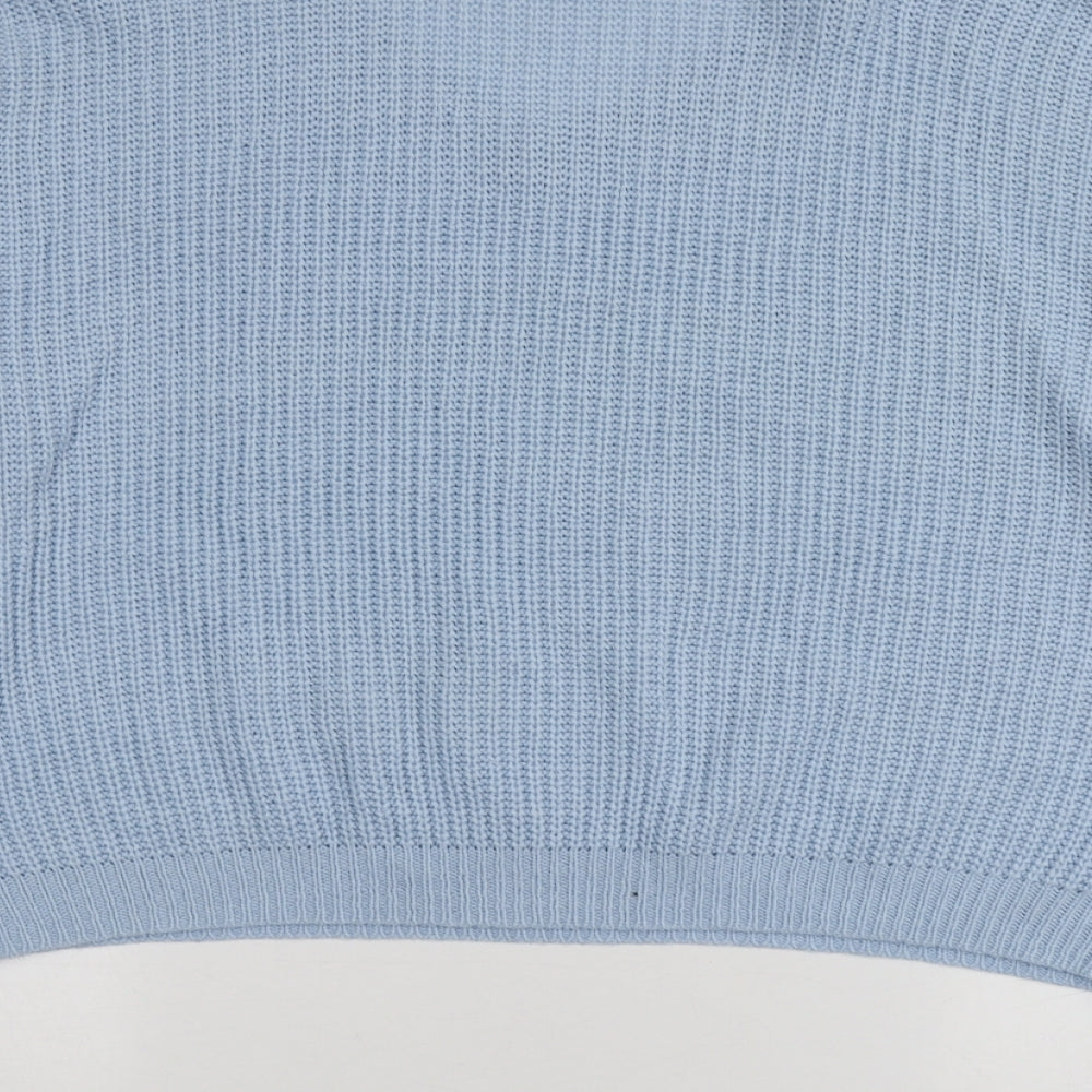 FS Collection Womens Blue V-Neck  Acrylic Pullover Jumper One Size