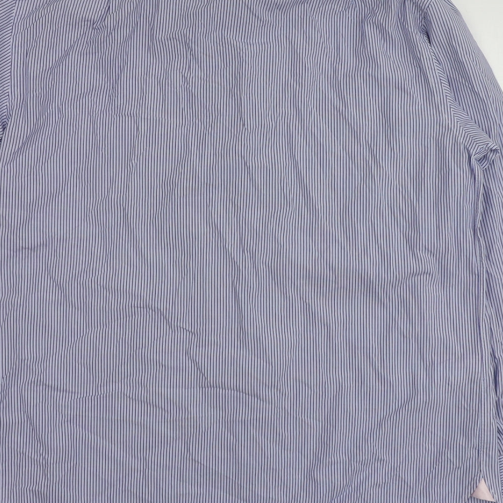Sartorial Mens Blue Striped Cotton  Button-Up Size 16 Collared