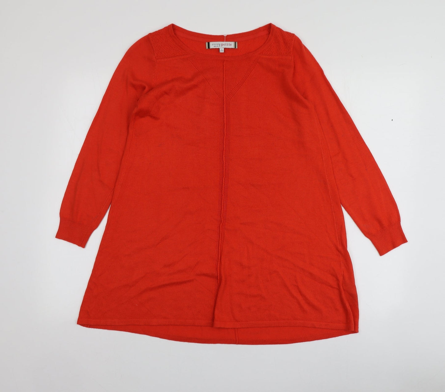 Principles  Womens Orange Round Neck  Polyester Pullover Jumper Size 8