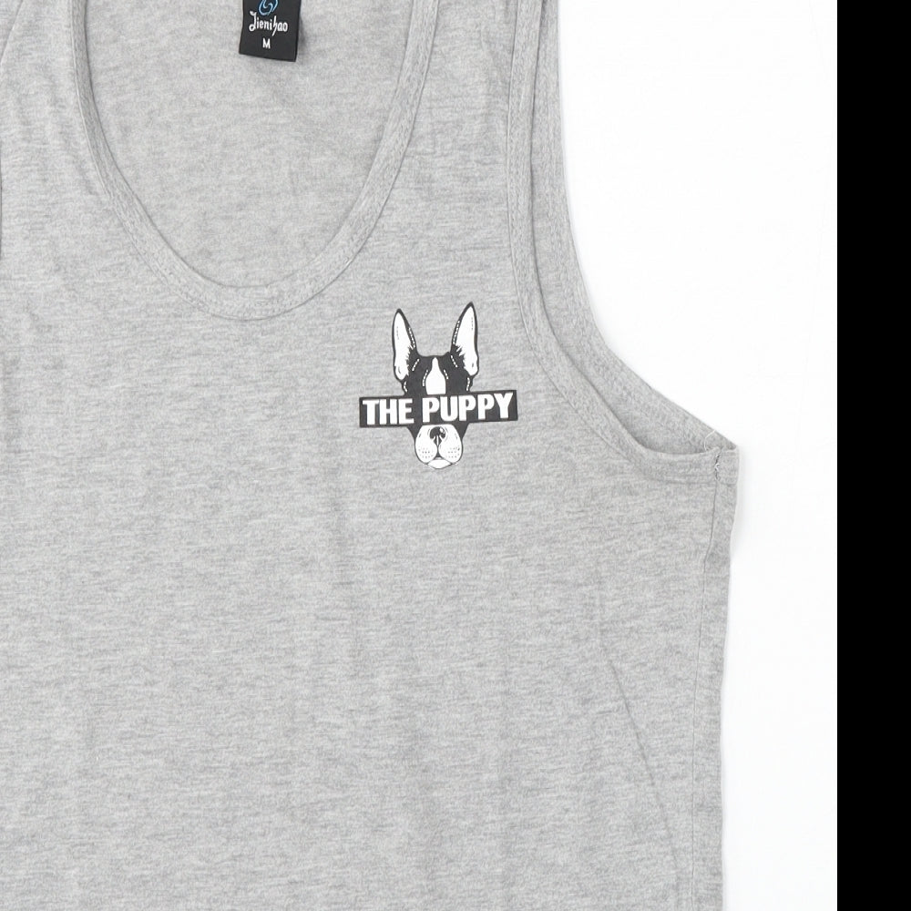 Jienihao Womens Grey  Cotton Basic Tank Size M Round Neck