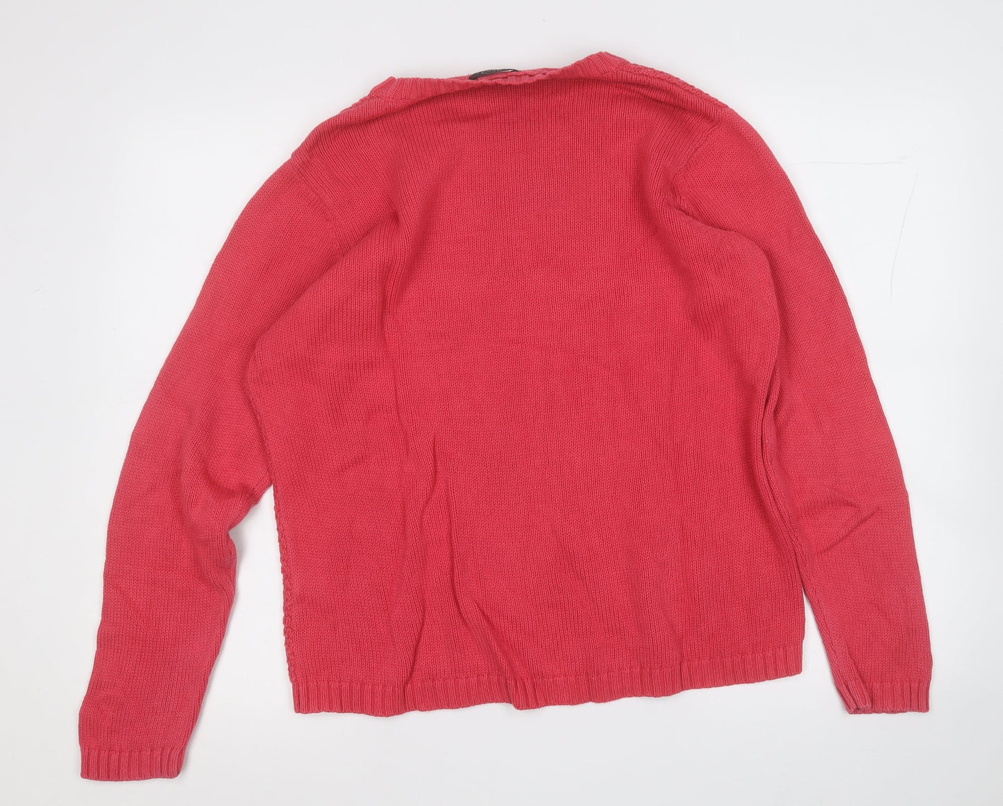 BM Womens Pink Round Neck  Cotton Pullover Jumper Size L