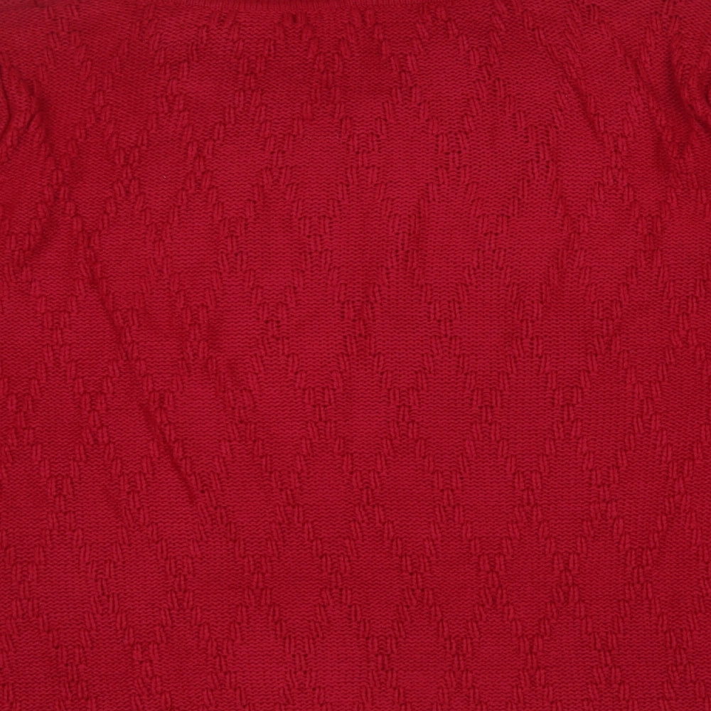 BM Womens Red Mock Neck  Acrylic Pullover Jumper Size L
