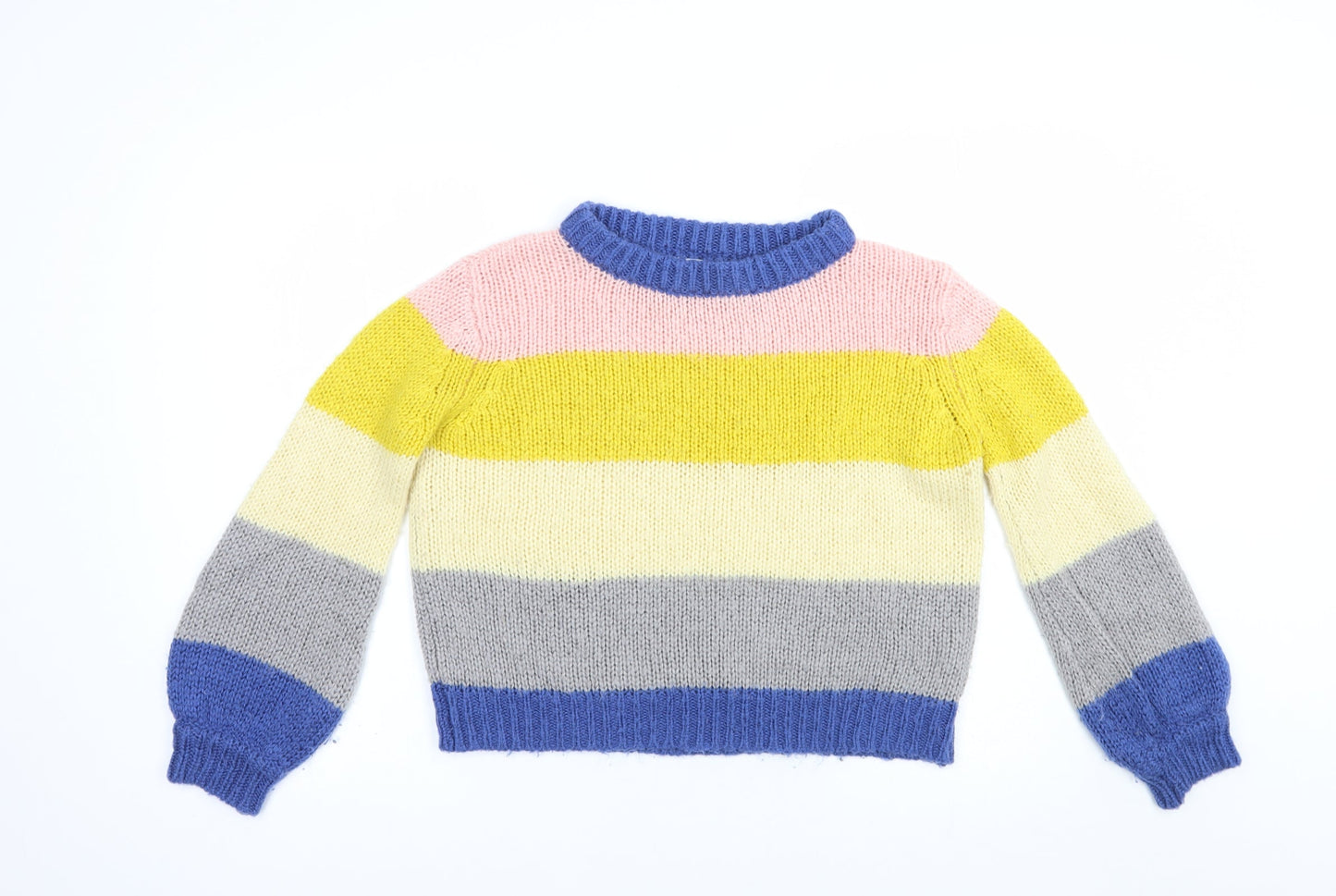 Sweewe Womens Multicoloured Crew Neck Striped Acrylic Pullover Jumper Size S
