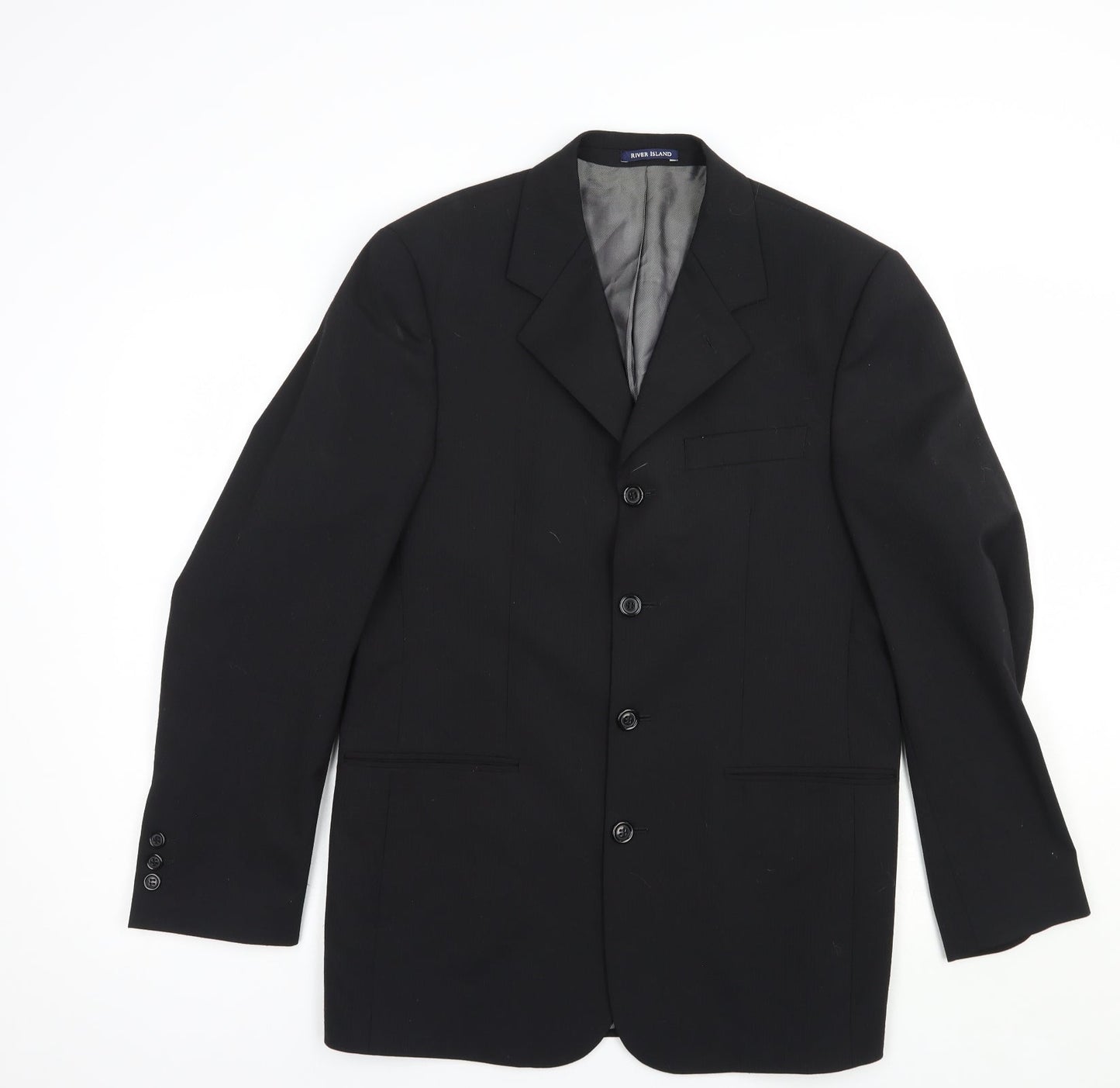River Island Mens Black  Polyester Jacket Blazer Size 38