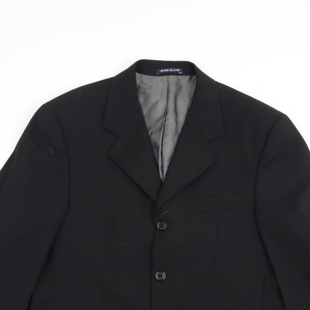 River Island Mens Black  Polyester Jacket Blazer Size 38