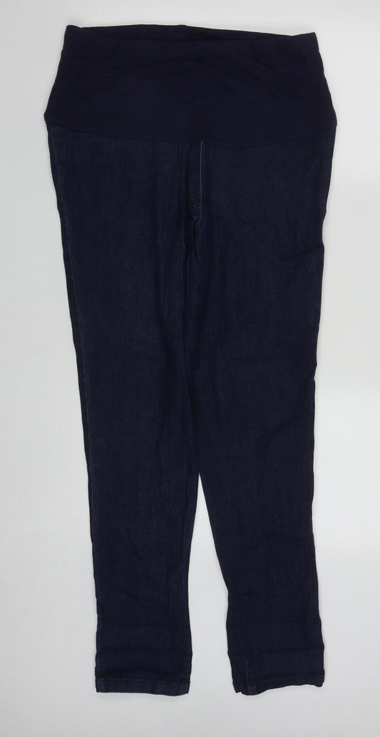 Mum To Be Womens Blue  Cotton Straight Jeans Size L L30 in Regular