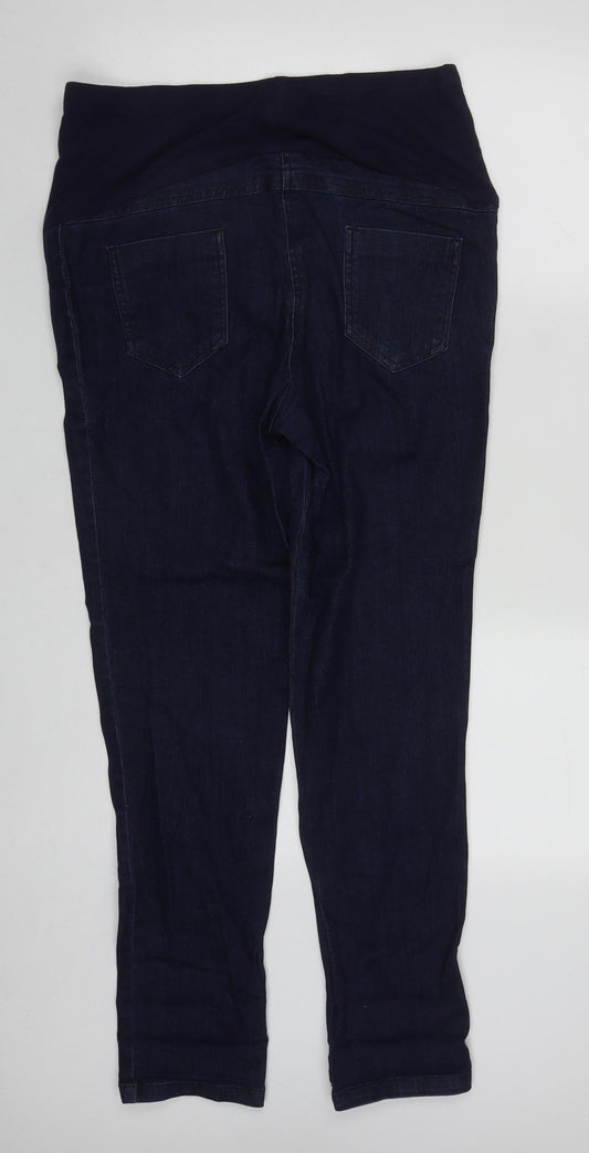 Mum To Be Womens Blue  Cotton Straight Jeans Size L L30 in Regular