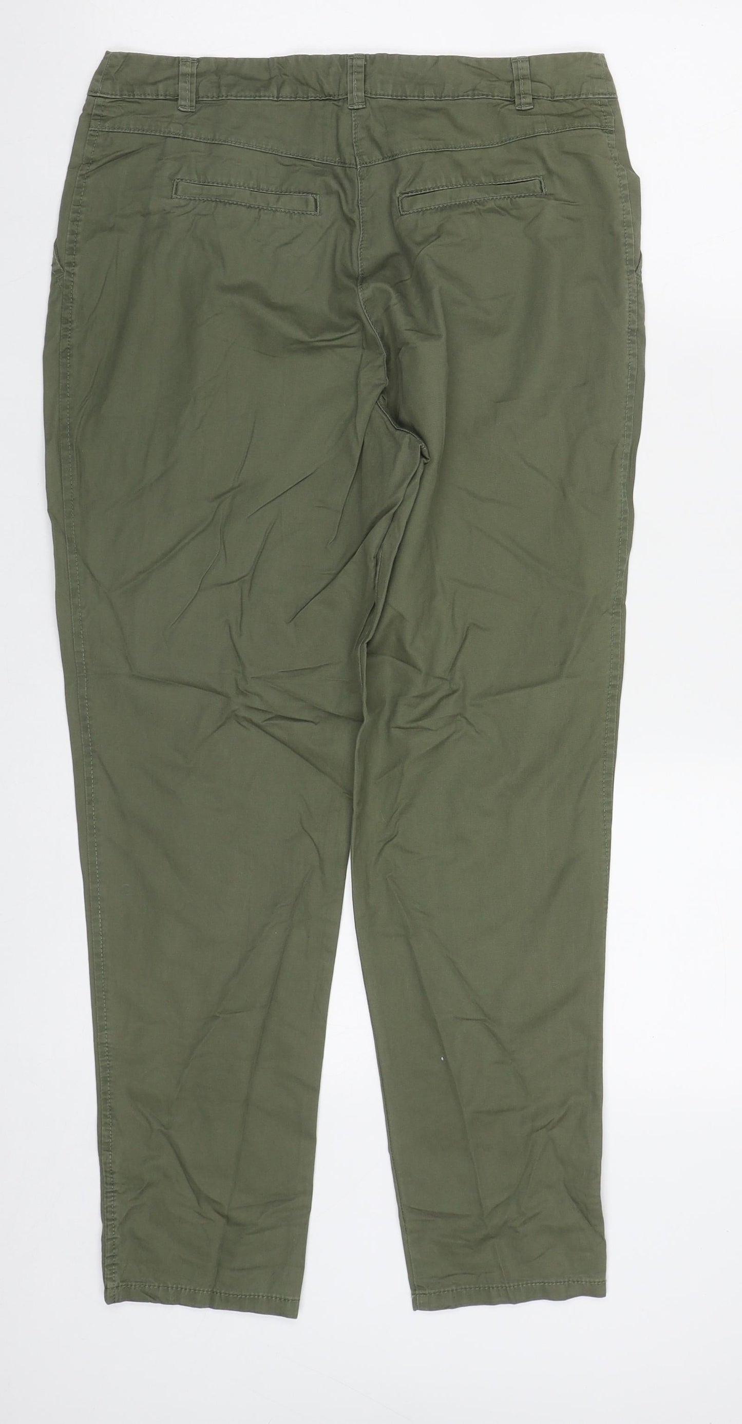 H&M Womens Green  Cotton Trousers  Size 8 L27 in Regular Zip