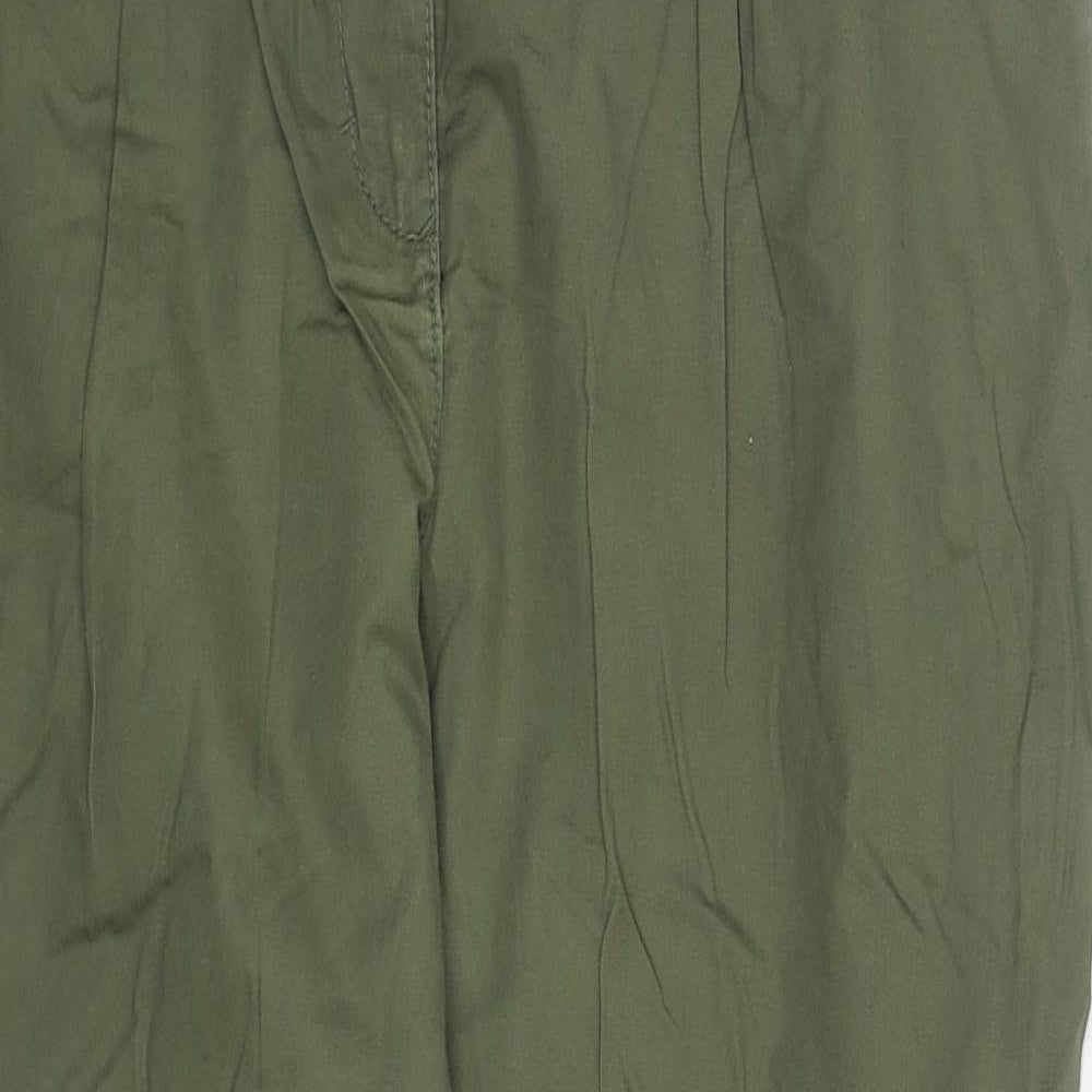 H&M Womens Green  Cotton Trousers  Size 8 L27 in Regular Zip