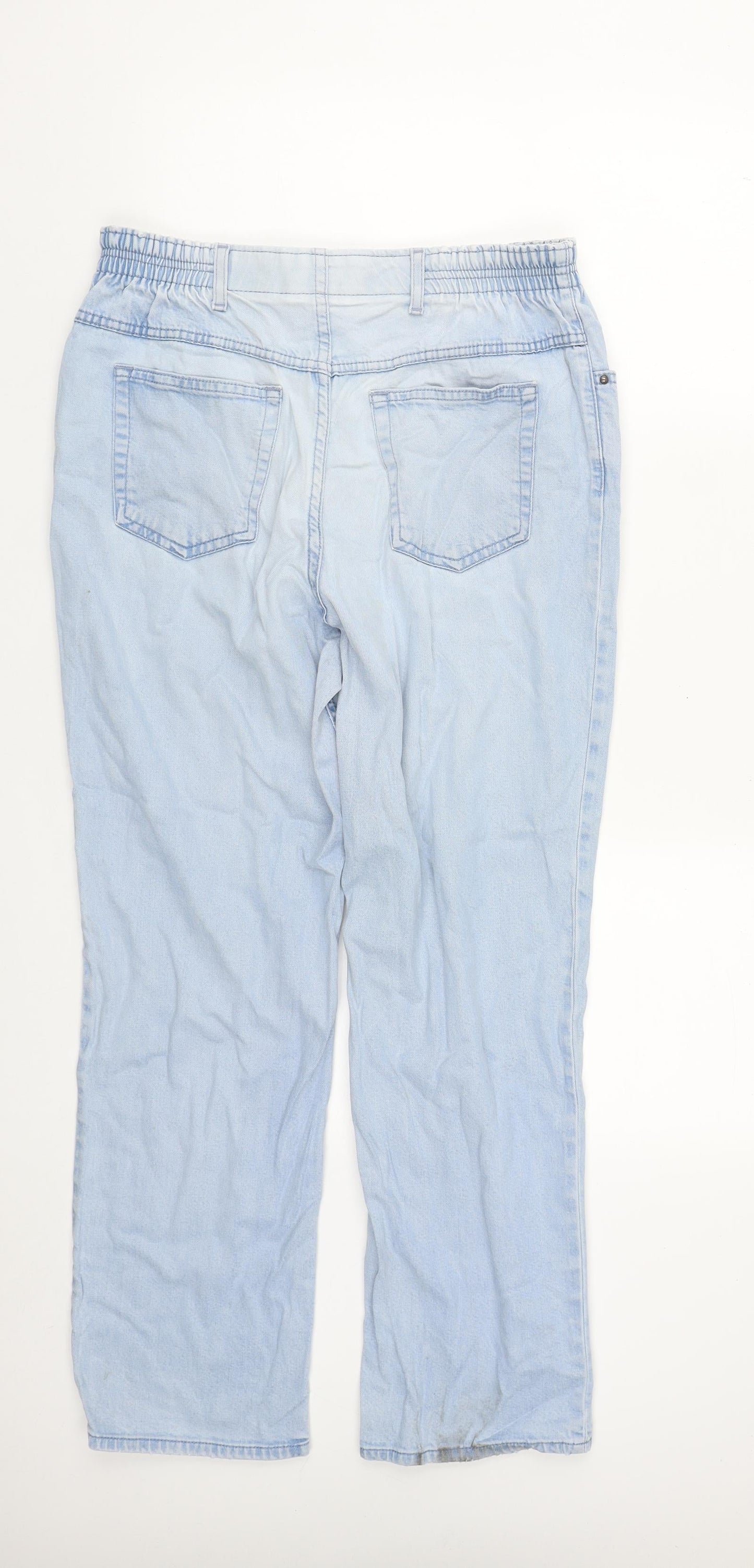 Marks and Spencer Womens Blue  Cotton Straight Jeans Size M L27 in Regular Zip