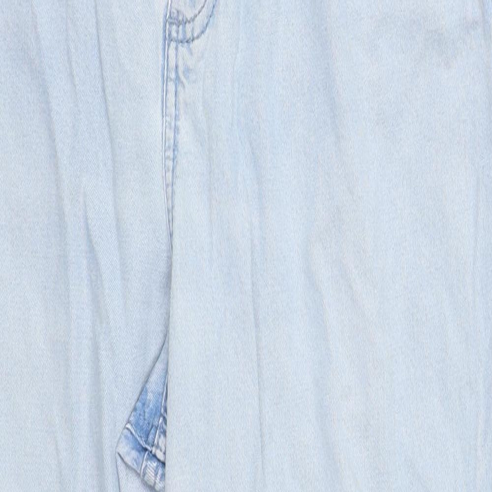 Marks and Spencer Womens Blue  Cotton Straight Jeans Size M L27 in Regular Zip