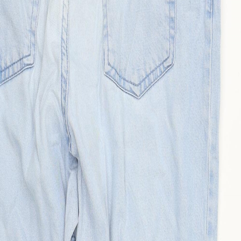 Marks and Spencer Womens Blue  Cotton Straight Jeans Size M L27 in Regular Zip