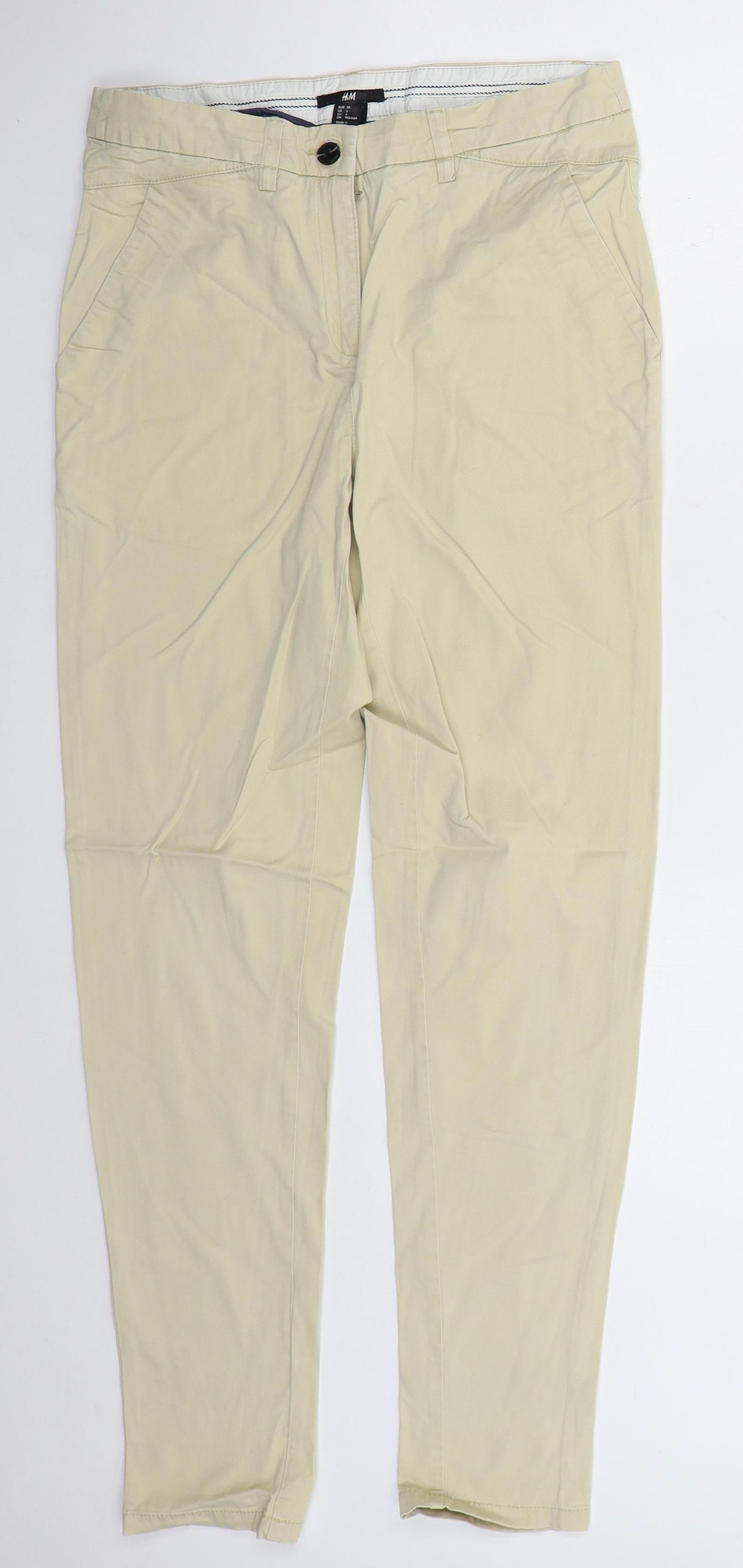 H&M Womens Beige  Cotton Tapered Jeans Size 8 L29 in Regular Button