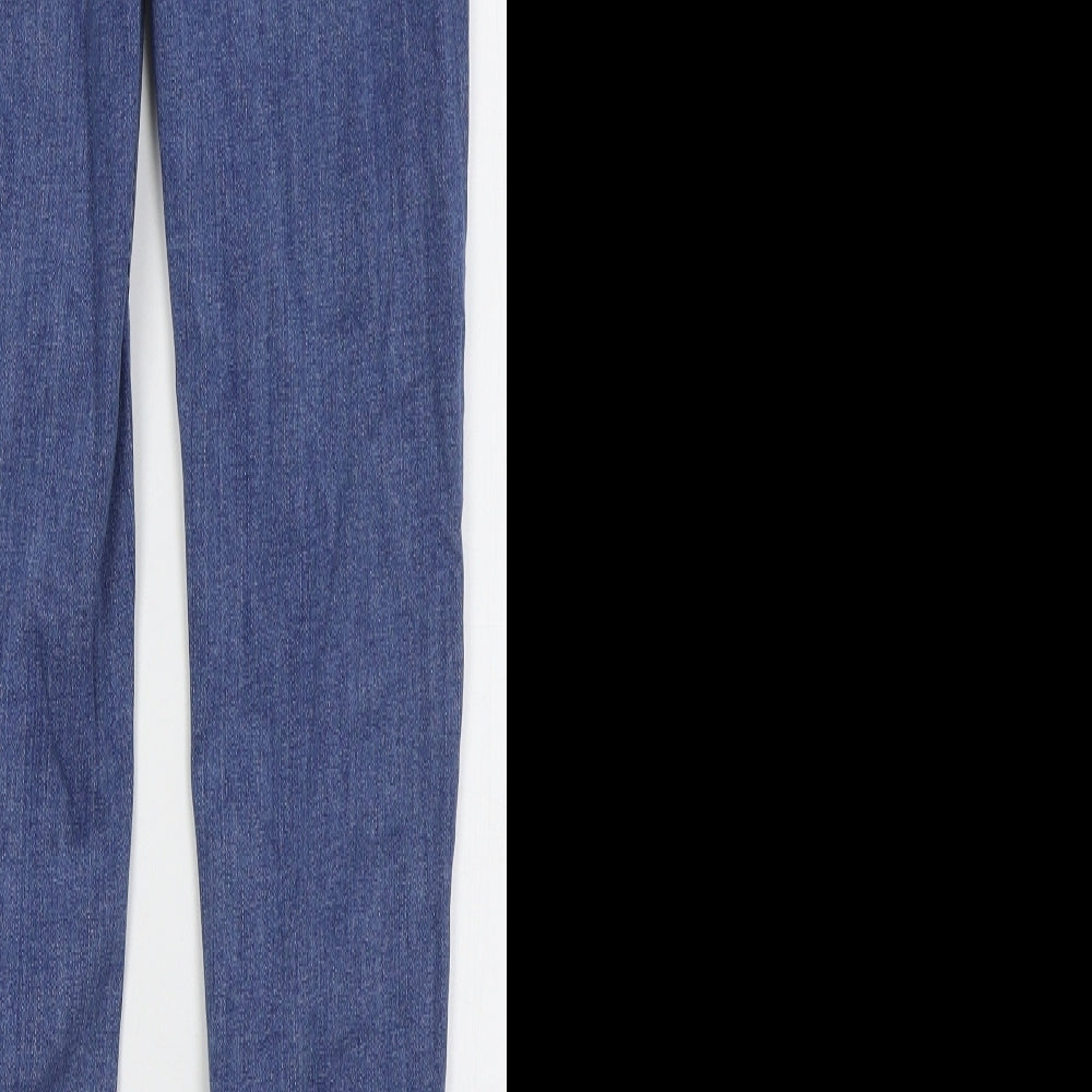 Marks and Spencer Womens Blue  Cotton Skinny Jeans Size 26 in L27 in Regular Button
