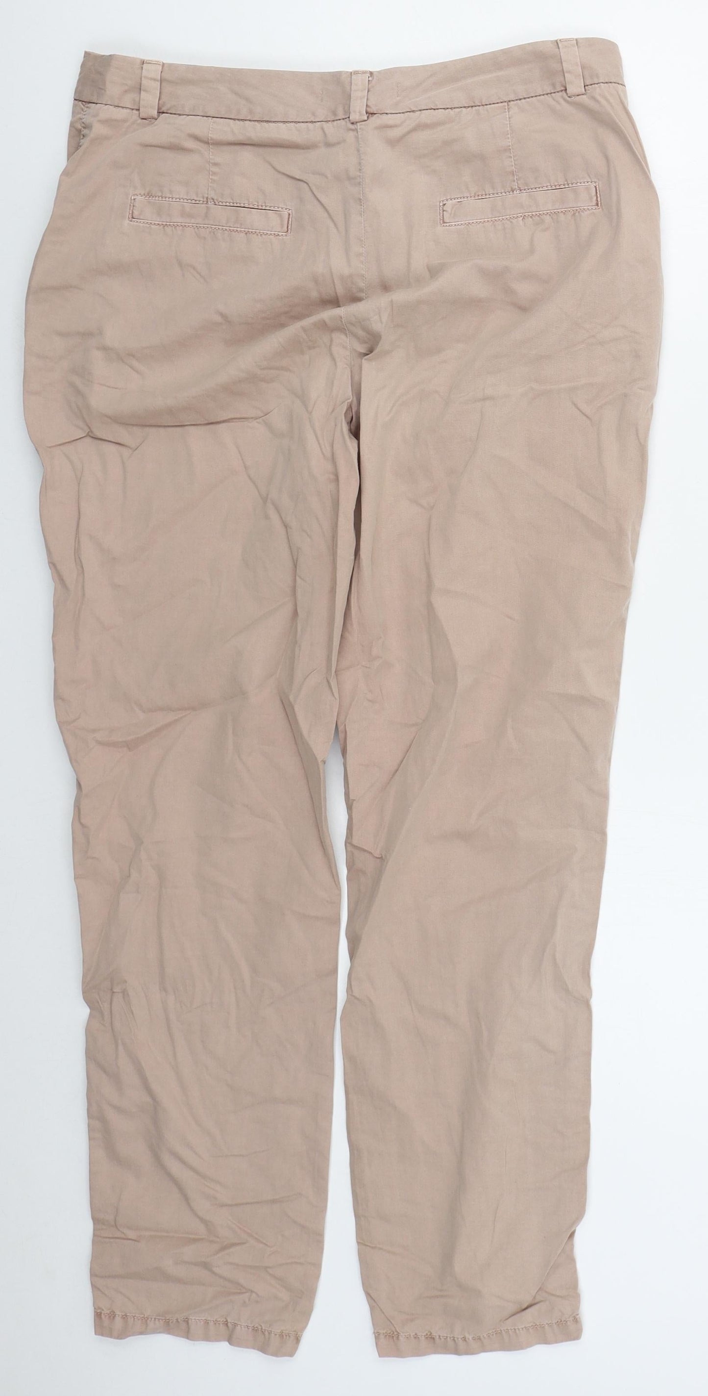 Marks and Spencer Womens Pink  Cotton Trousers  Size 32 in L28 in Regular Button