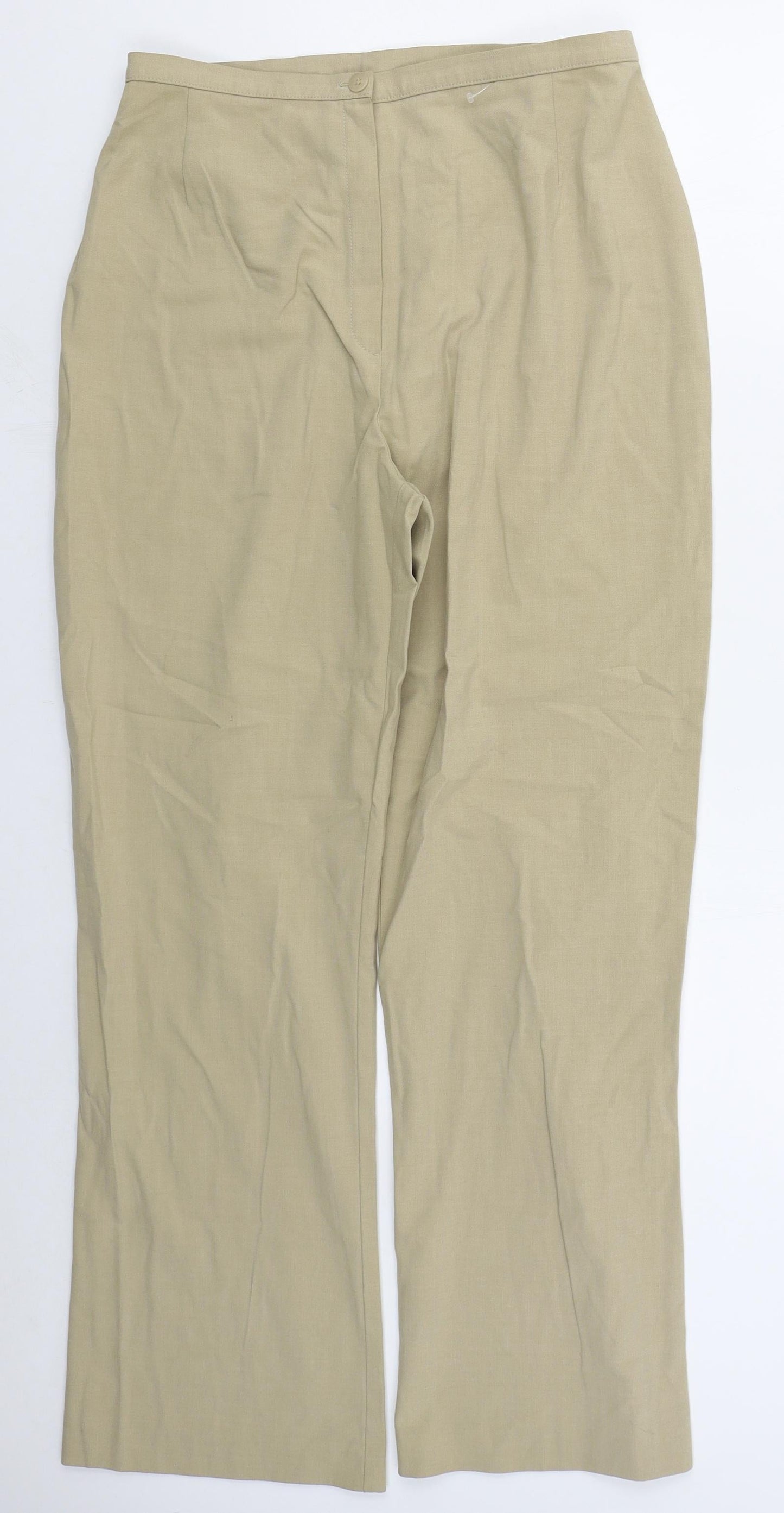 NEXT Womens Beige  Polyester Trousers  Size 14 L30 in Regular Button