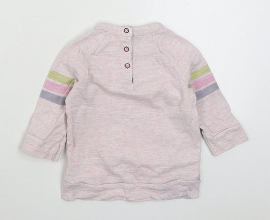 NEXT Girls Pink Striped 100% Cotton Pullover Jumper Size 9-12 Months  Button